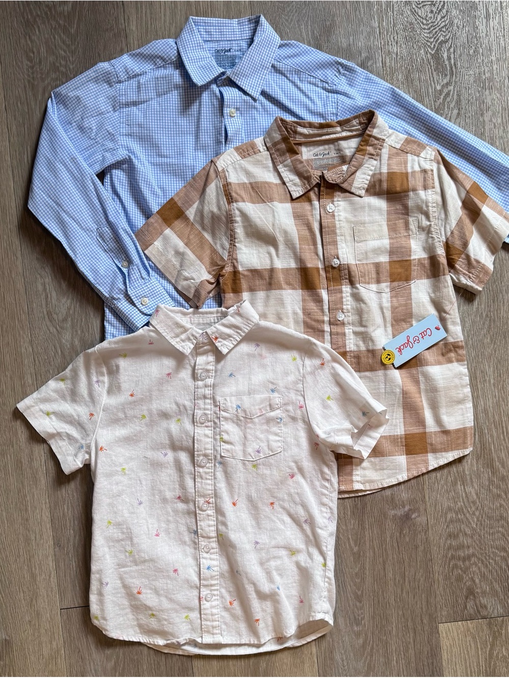 3 Boys Collared Button Down Shirts Size Small (6/7) Art Class, Cat & Jack